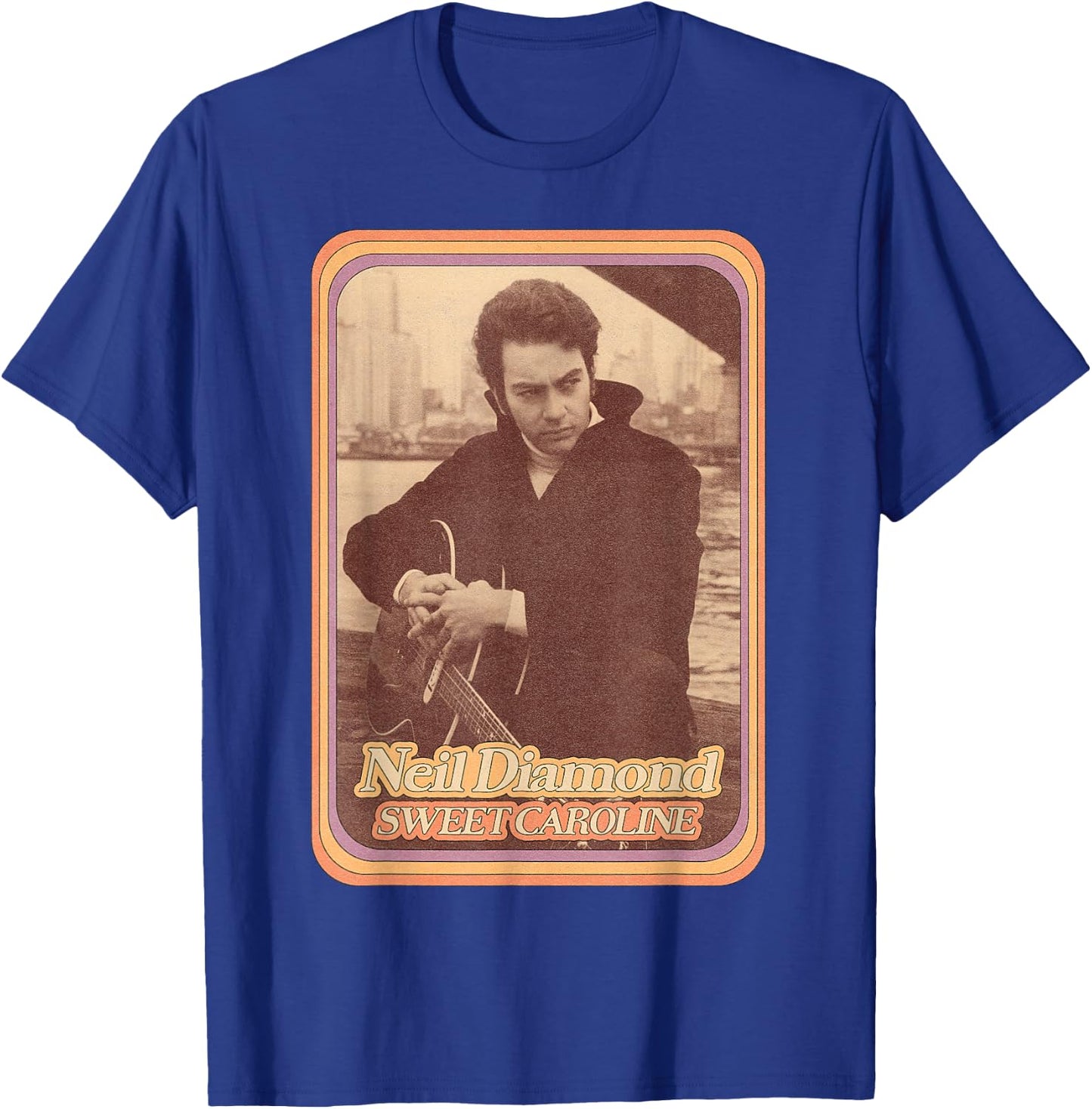Official Neil Diamond Guitar Photo T-Shirt - T-Shirt | Royal