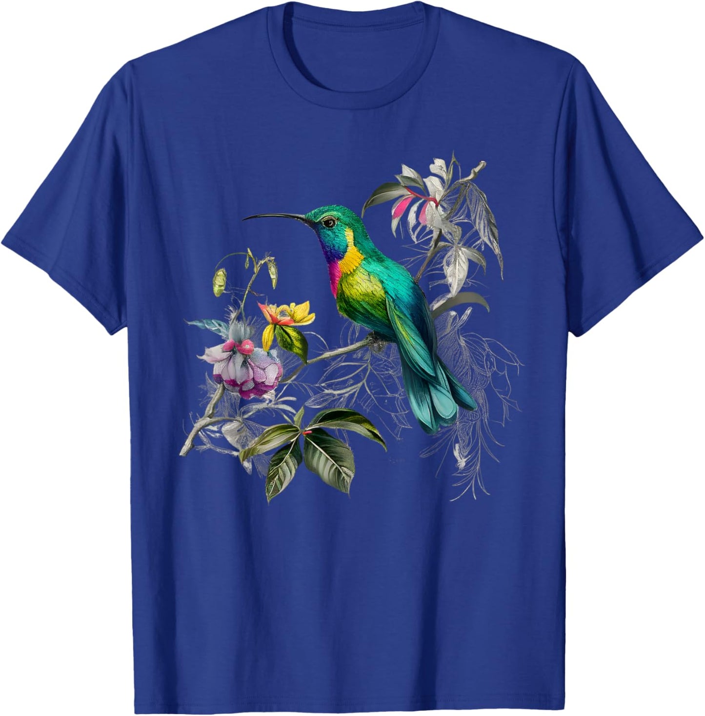 Vintage Hummingbird Illustration Women Backyard Birders T-Shirt - T-Shirt | Royal