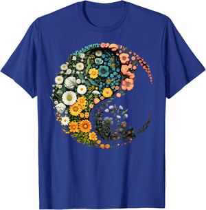 Flower Taoism Yin Yang Symbol on Zen Taijitu Yin Yang T-Shirt - T-Shirt | Royal