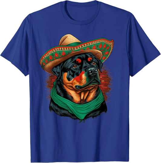 Mexico Cinco de Mayo Sombrero Mexican Rottweiler T-Shirt - T-Shirt | Royal