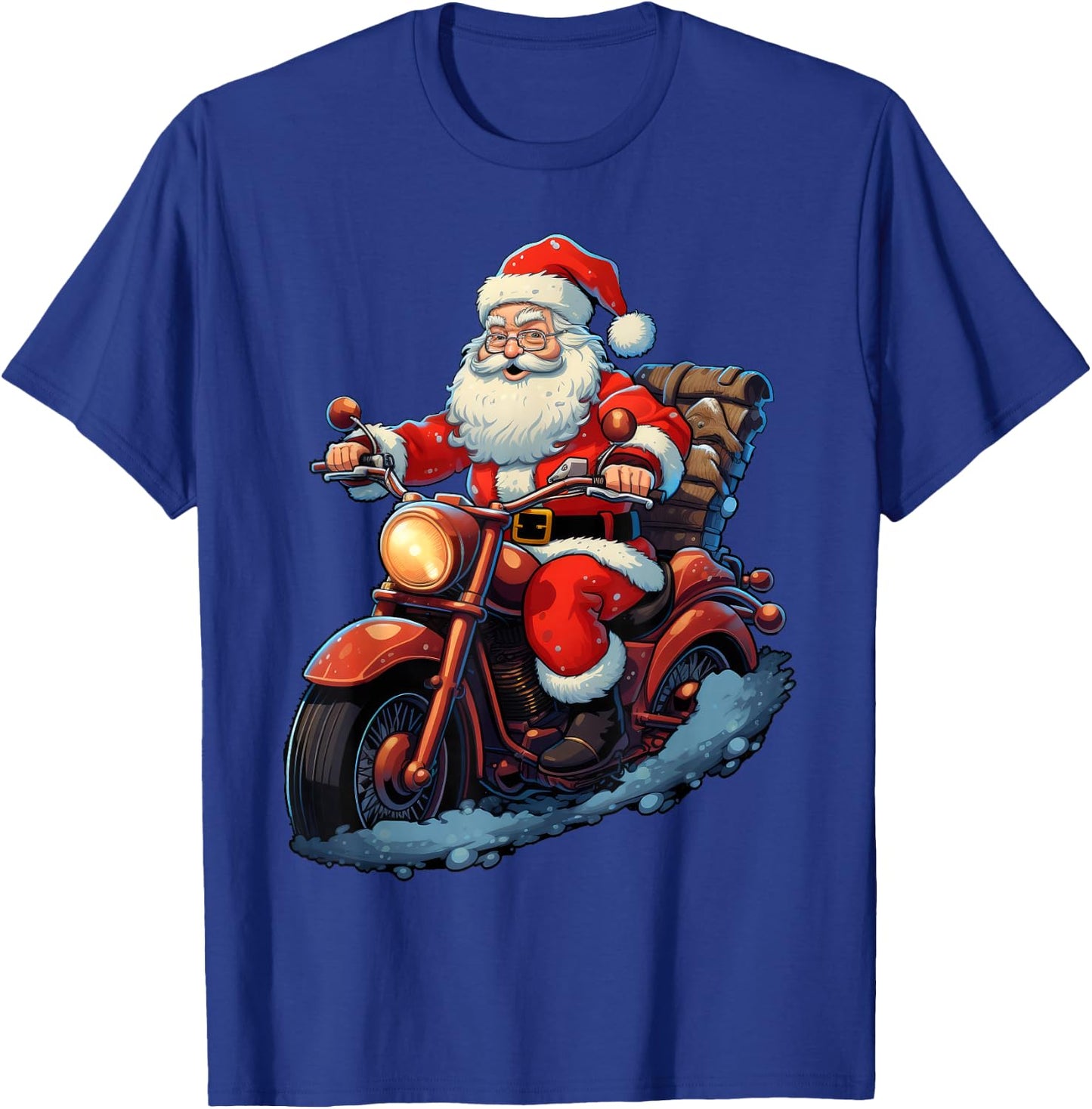 Santa Claus Riding Motorcycle Biking Funny Xmas Party T-Shirt - T-Shirt | Royal