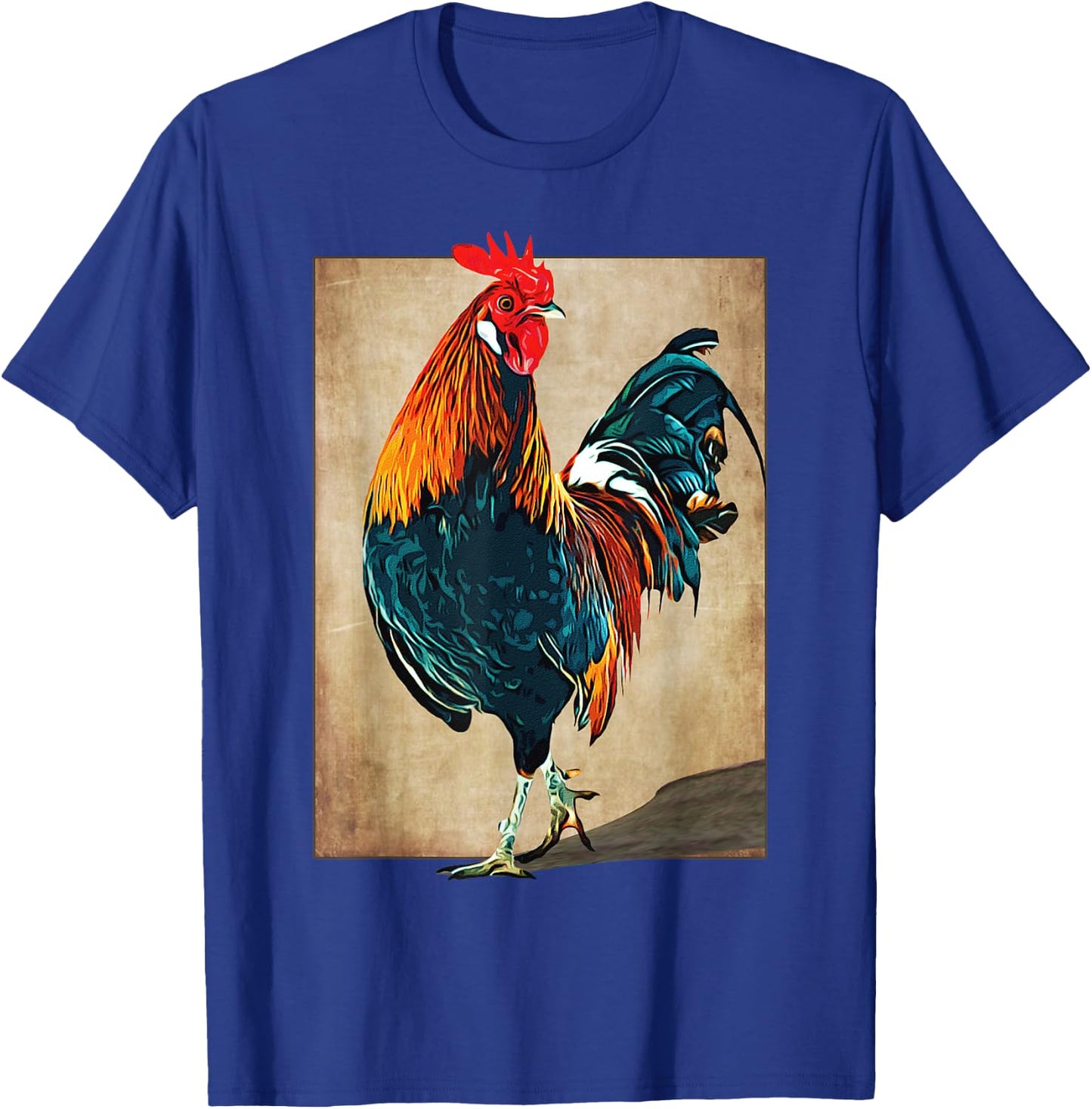 Rooster Male Chickens Awesome Cock Vintage T-Shirt - T-Shirt | Royal