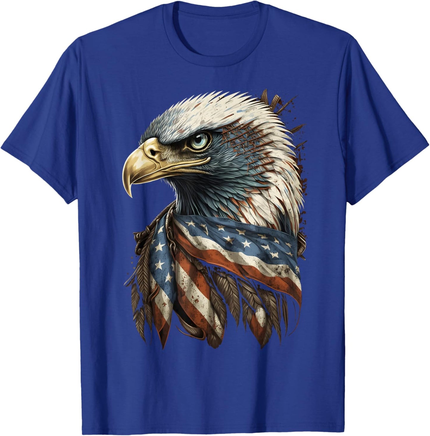 Patriotic Bald Eagle 4th Of July Men USA American Flag T-Shirt - T-Shirt | Royal