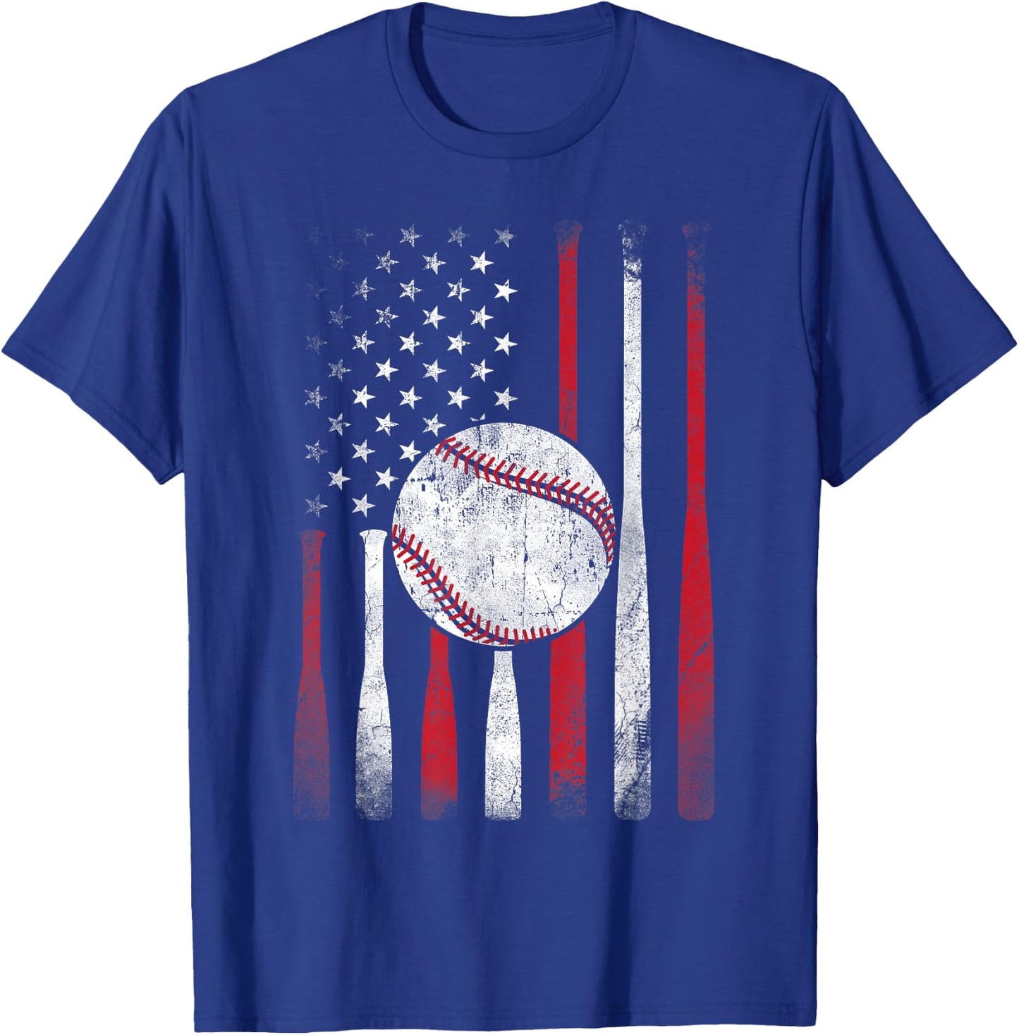 Vintage American Flag Baseball Team Boys Girls Women T-Shirt - T-Shirt | Royal