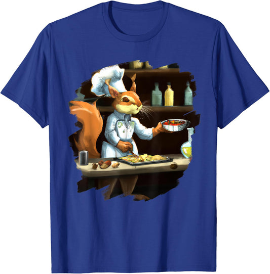 Funny Cute Squirrel Chef Cooking Food Squirrel T-Shirt - T-Shirt | Royal