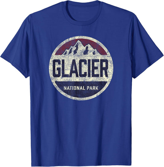 Vintage Glacier National Park Retro Mountain Kids Souvenir T-Shirt - T-Shirt | Royal