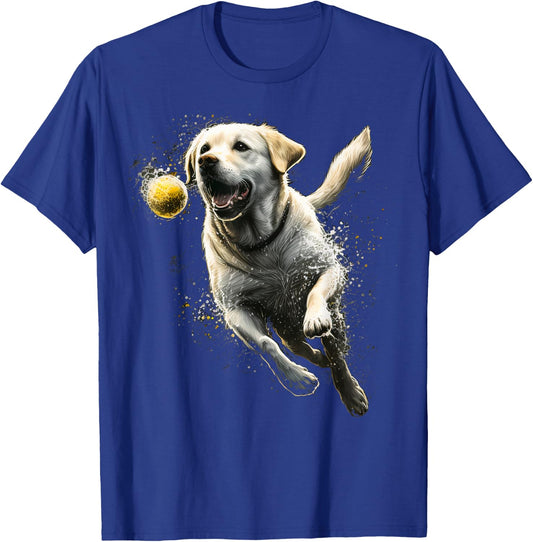 Yellow Labrador Retriever chasing a ball Labrador Retriever T-Shirt - T-Shirt | Royal