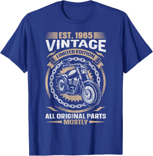 Est 1965 Vintage All Original Parts Motorcycle 59th Birthday T-Shirt - T-Shirt | Royal