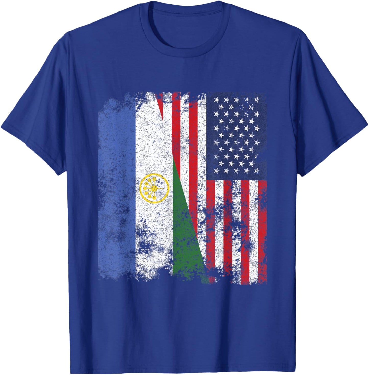 Bashkortostan USA Flag Distressed - Half American Women Kids Men T-Shirt - T-Shirt | Royal