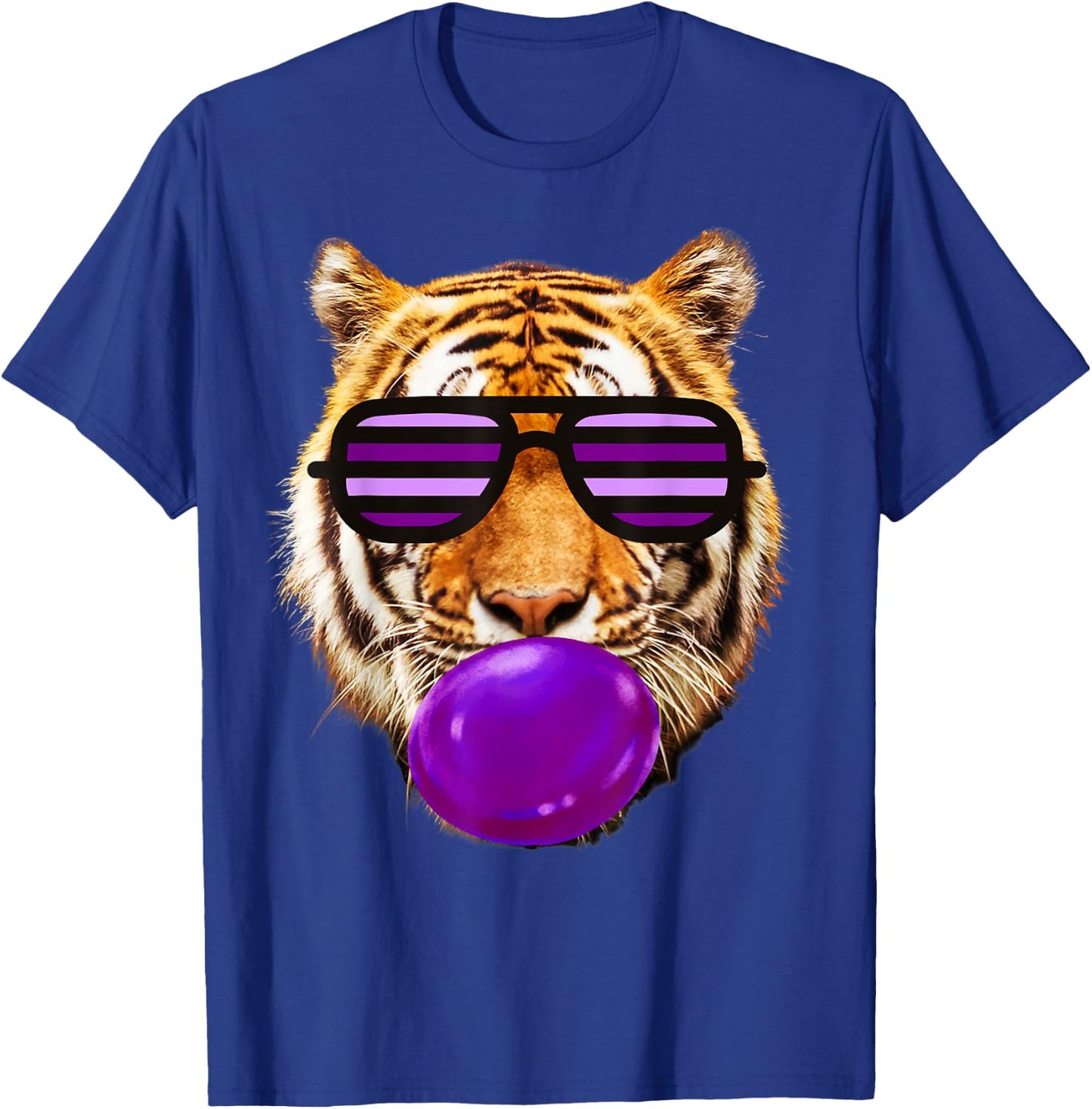 Purple bubble Gum tiger Stripe Cute Tiger face women T-Shirt - T-Shirt | Royal