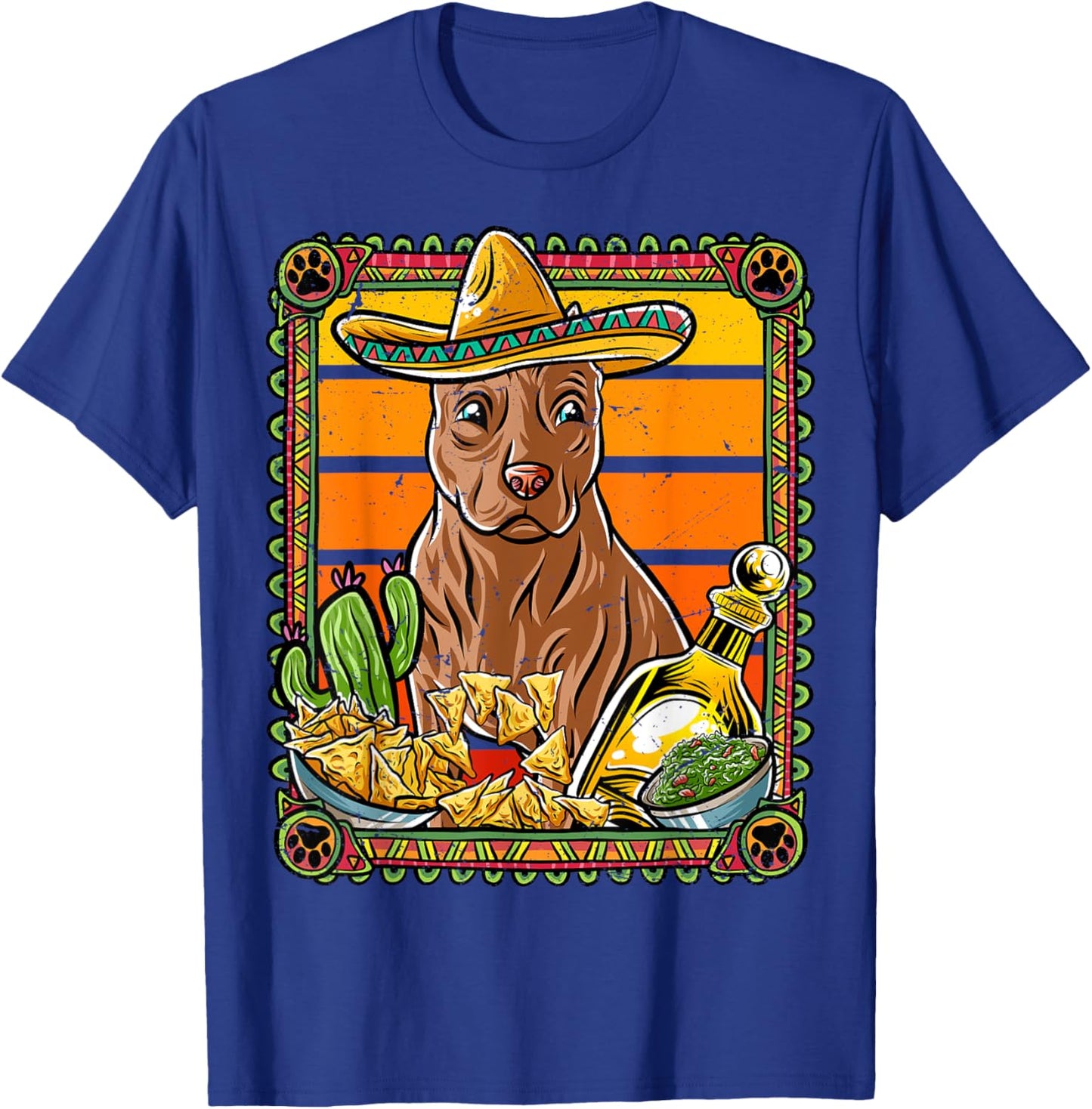 Pitbull Pittie Cinco De Mayo Mexican Sombrero Dog Nacho T-Shirt - T-Shirt | Royal