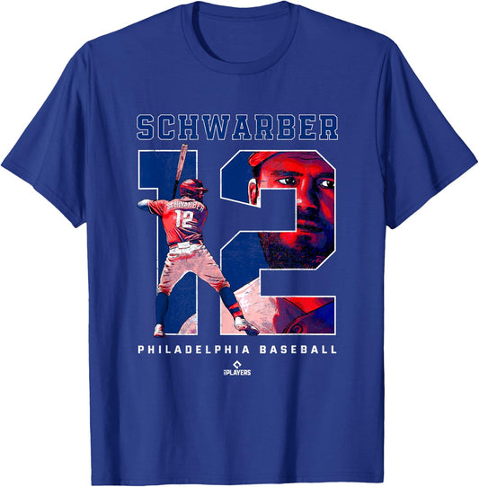 Number and Portrait Kyle Schwarber Philadelphia MLBPA T-Shirt - T-Shirt | Royal