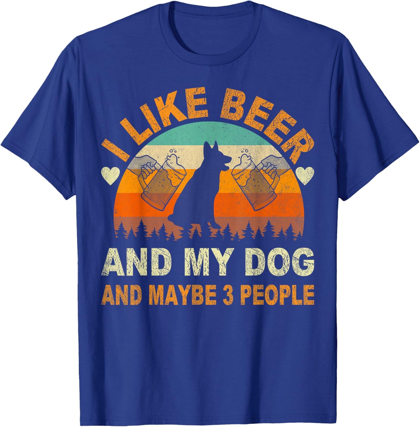 I Like Beer and My Dog And Maybe 3 People Funny Vintage Women T-Shirt - T-Shirt | Royal