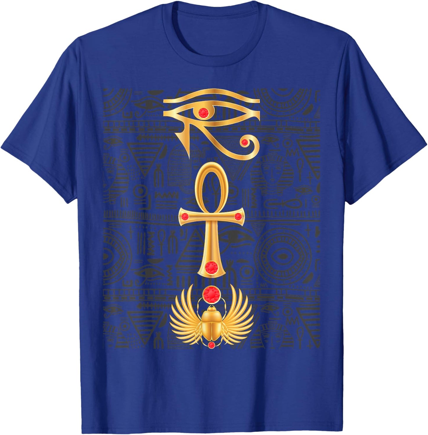 Eye of Horus Cross Ankh Scarab Hieroglyphs Ancient Egypt T-Shirt - T-Shirt | Royal