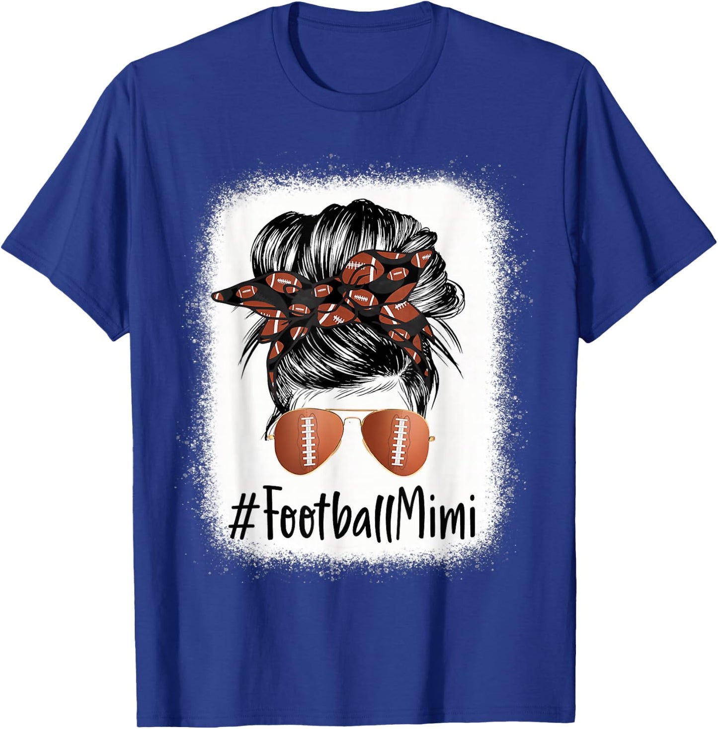 Bleached Football Mimi Life Messy Bun Mother's Day T-Shirt - T-Shirt | Royal