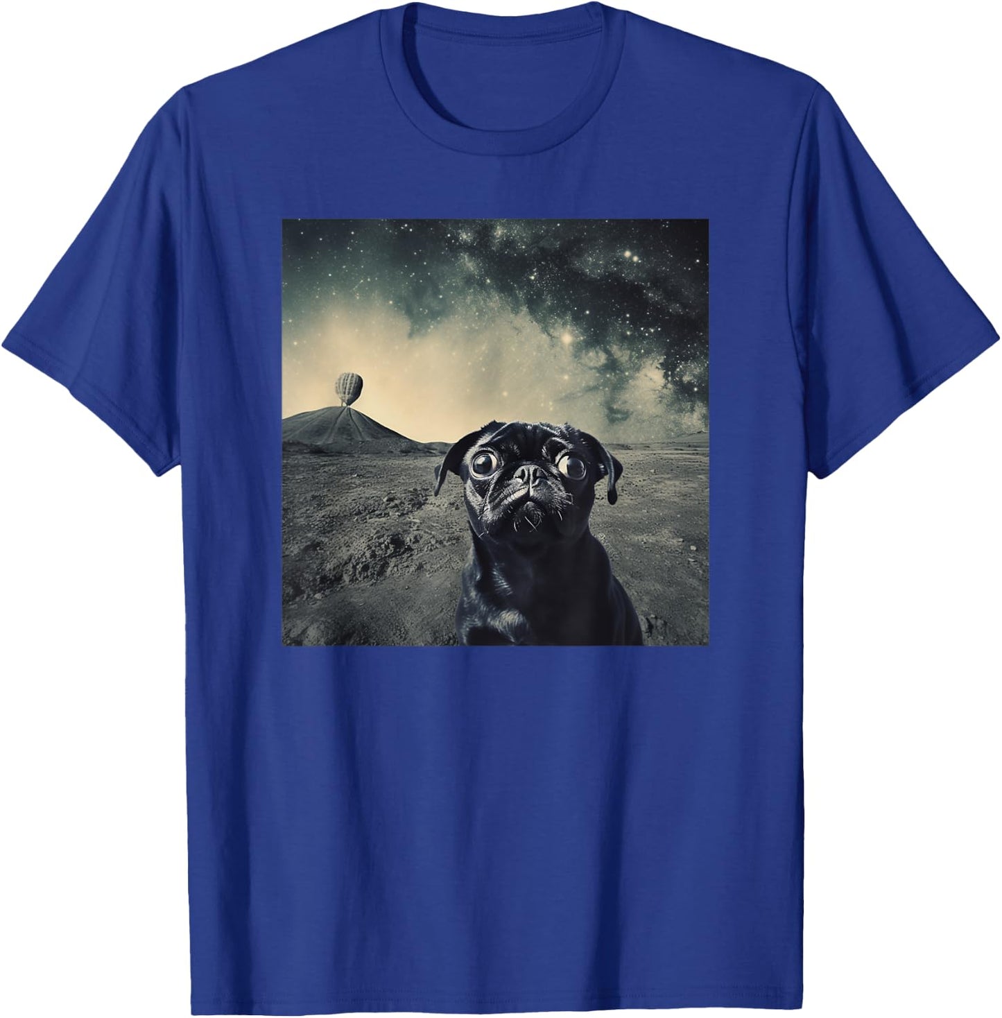 Cute Pug Puppy in Space Funny T-Shirt - T-Shirt | Royal