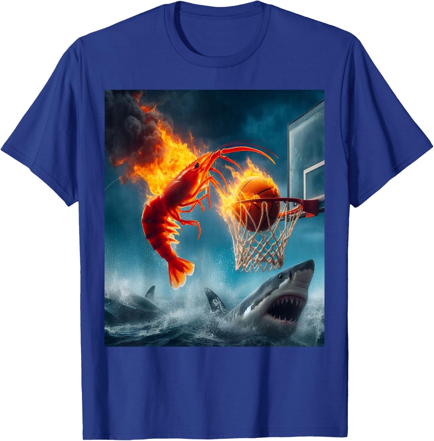 Shrimp Dunking on Shark Funny Fishing Meme T-Shirt - T-Shirt | Royal