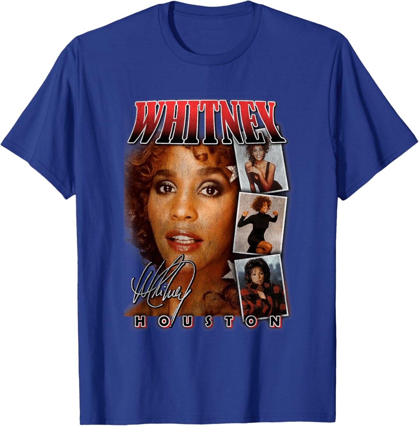 Whitney Houston Photo Collage with Signature T-Shirt - T-Shirt | Royal