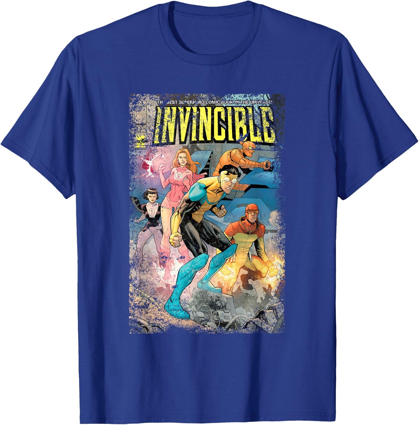 Invincible Distressed Cover - Teen Team T-Shirt - T-Shirt | Royal