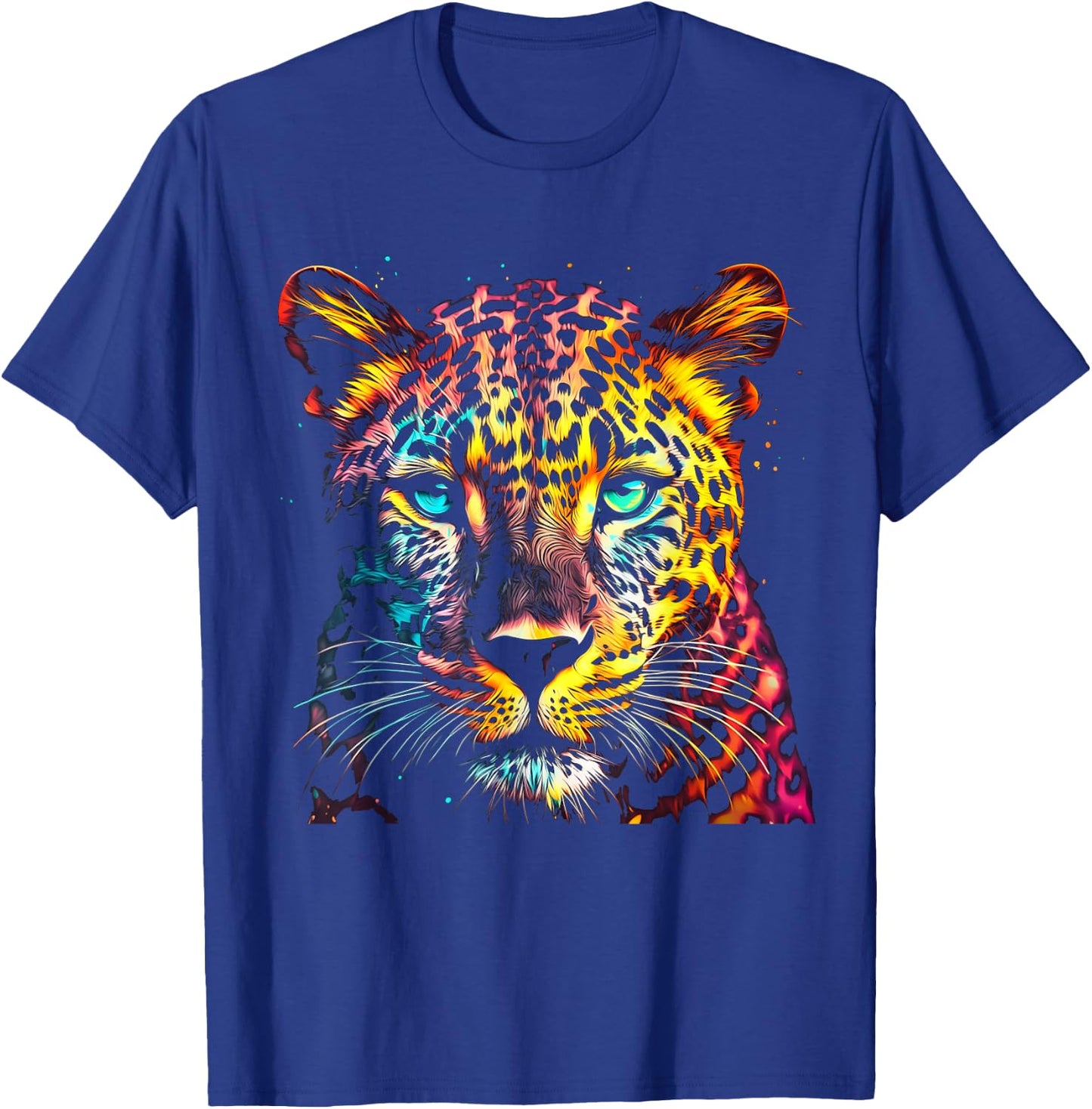 Leopard Green Eyes Artwork - Portrait Art Animal Leopard T-Shirt - T-Shirt | Royal