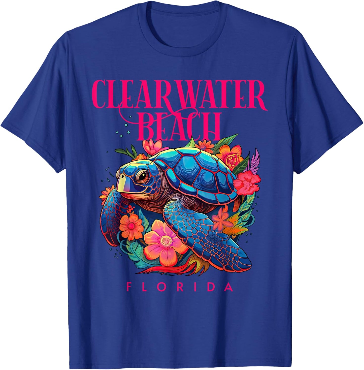 Clearwater Beach Florida Floral Beach Turtle Souvenir T-Shirt - T-Shirt | Royal
