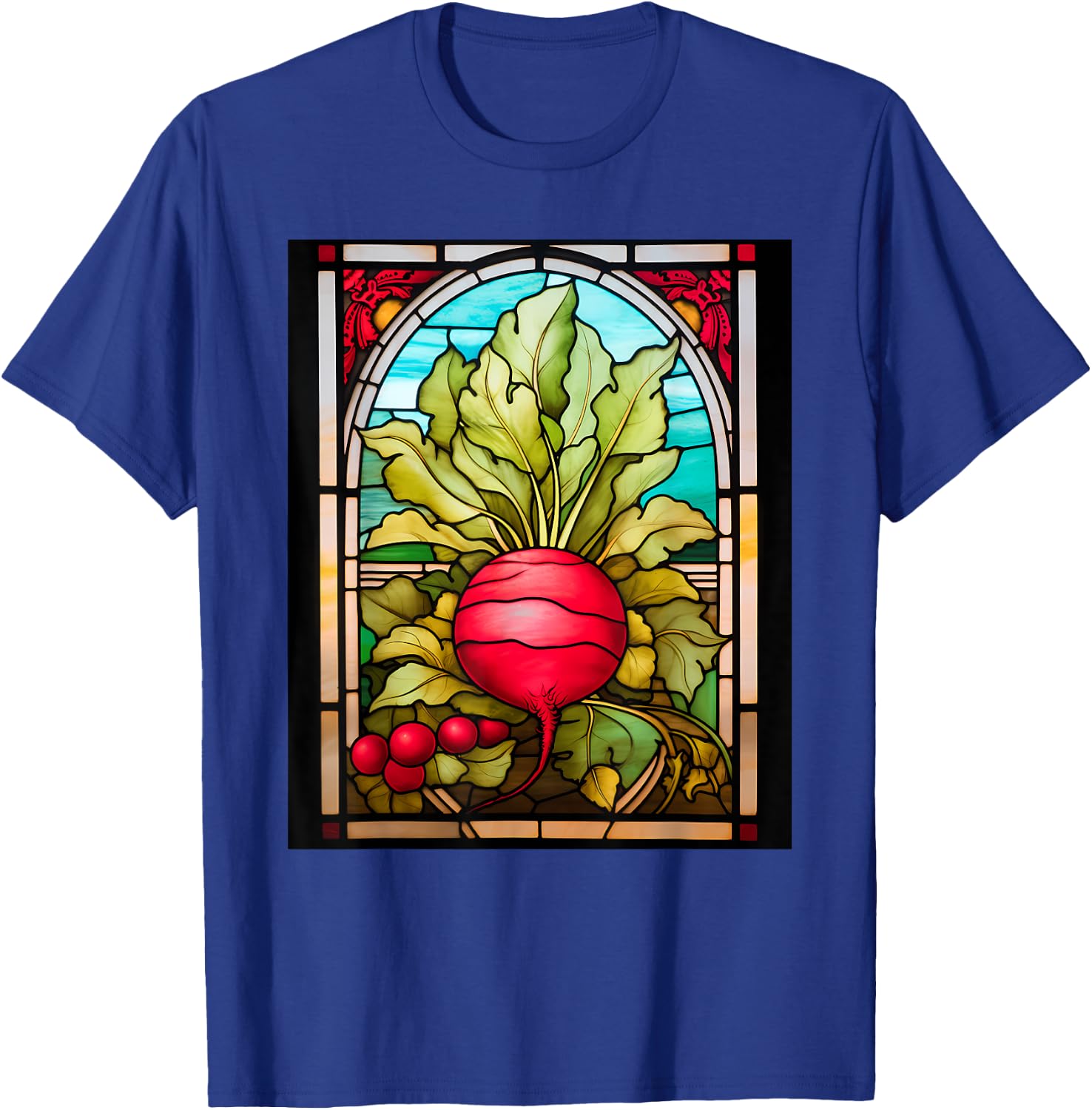 Stained Glass Style Radish T-Shirt - T-Shirt | Royal