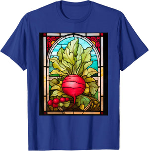Stained Glass Style Radish T-Shirt - T-Shirt | Royal