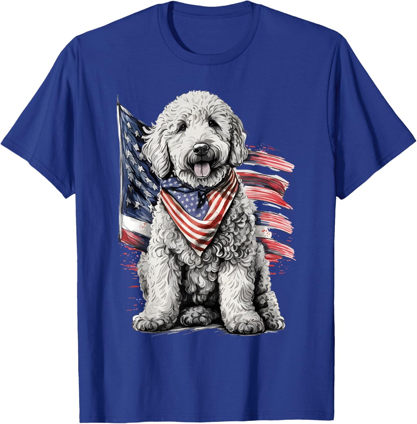 Goldendoodle 4th of July Patriotic Golden Doodle Dog T-Shirt - T-Shirt | Royal