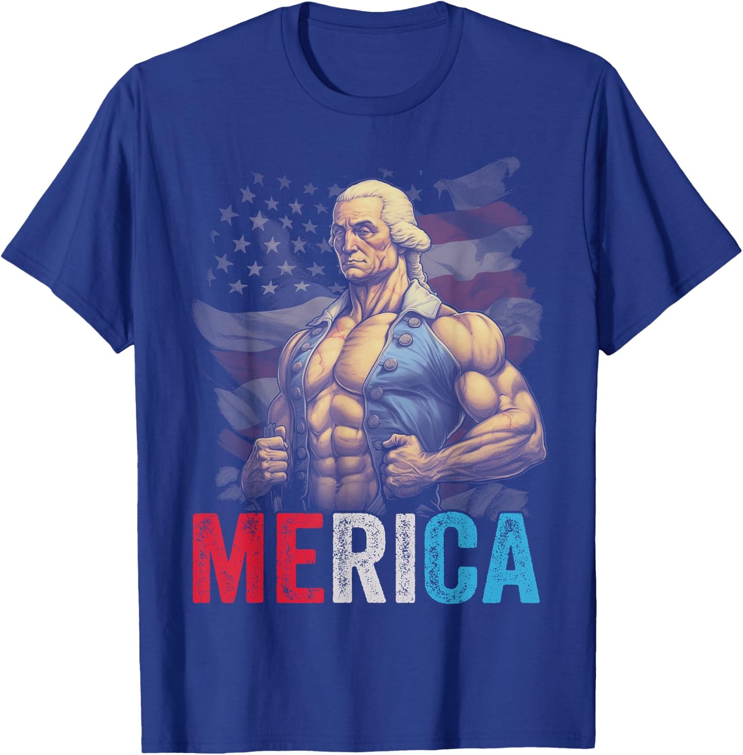 USA 4th Of July George Washington Funny Workout Muscles Women Girls Kids Men T-Shirt - T-Shirt | Royal