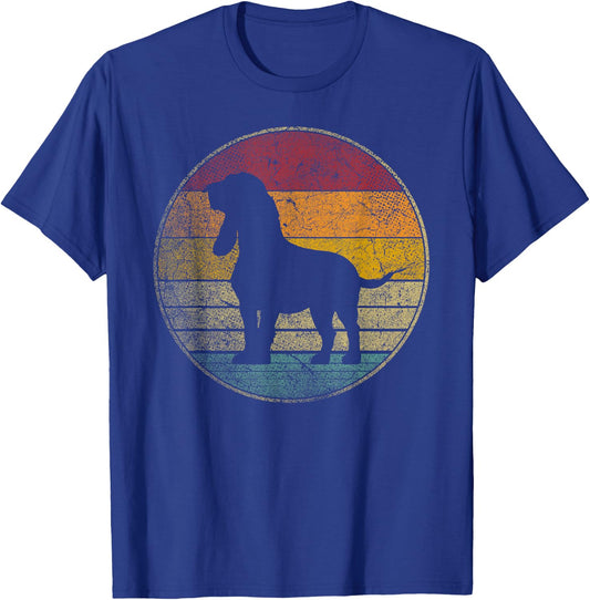 Bassett Hound Dog Vintage Silhouette 70s Retro Distressed T-Shirt - T-Shirt | Royal