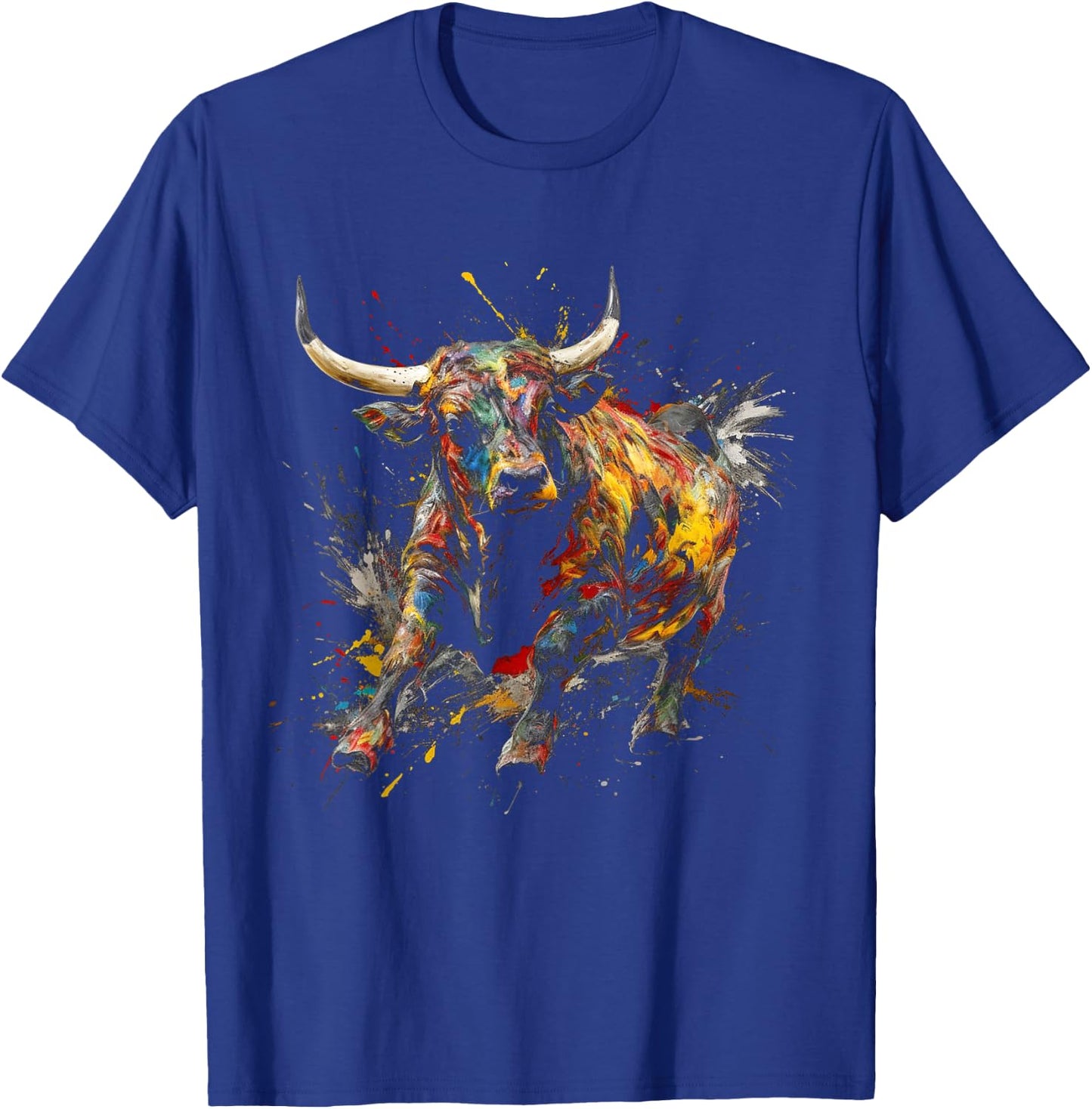 Bull Riding Rodeo Cool Abstract Drip Painting Art T-Shirt - T-Shirt | Royal