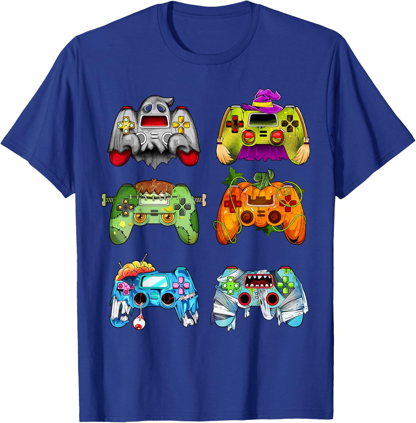 Halloween Pumpkin Witch Gaming Controllers Zombie Boys Kids T-Shirt - T-Shirt | Royal