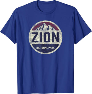 Retro Zion National Park Utah Mountain Women Men Kids Hiking T-Shirt - T-Shirt | Royal