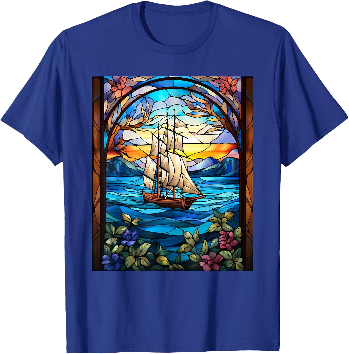 Stained Glass Style Sailing T-Shirt - T-Shirt | Royal
