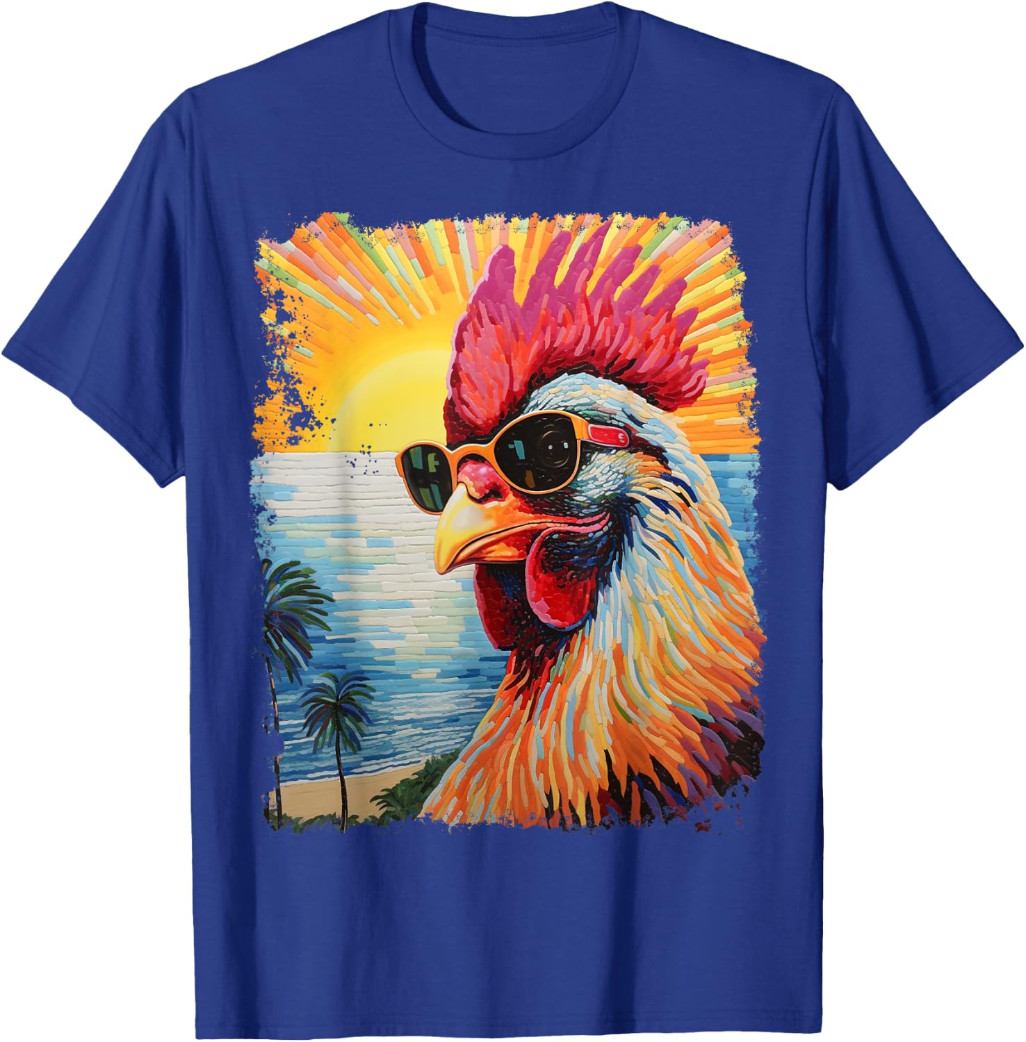 Pop Art Colorful Hawaiian Chicken T-Shirt - T-Shirt | Royal