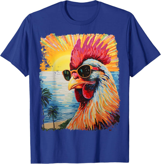 Pop Art Colorful Hawaiian Chicken T-Shirt - T-Shirt | Royal