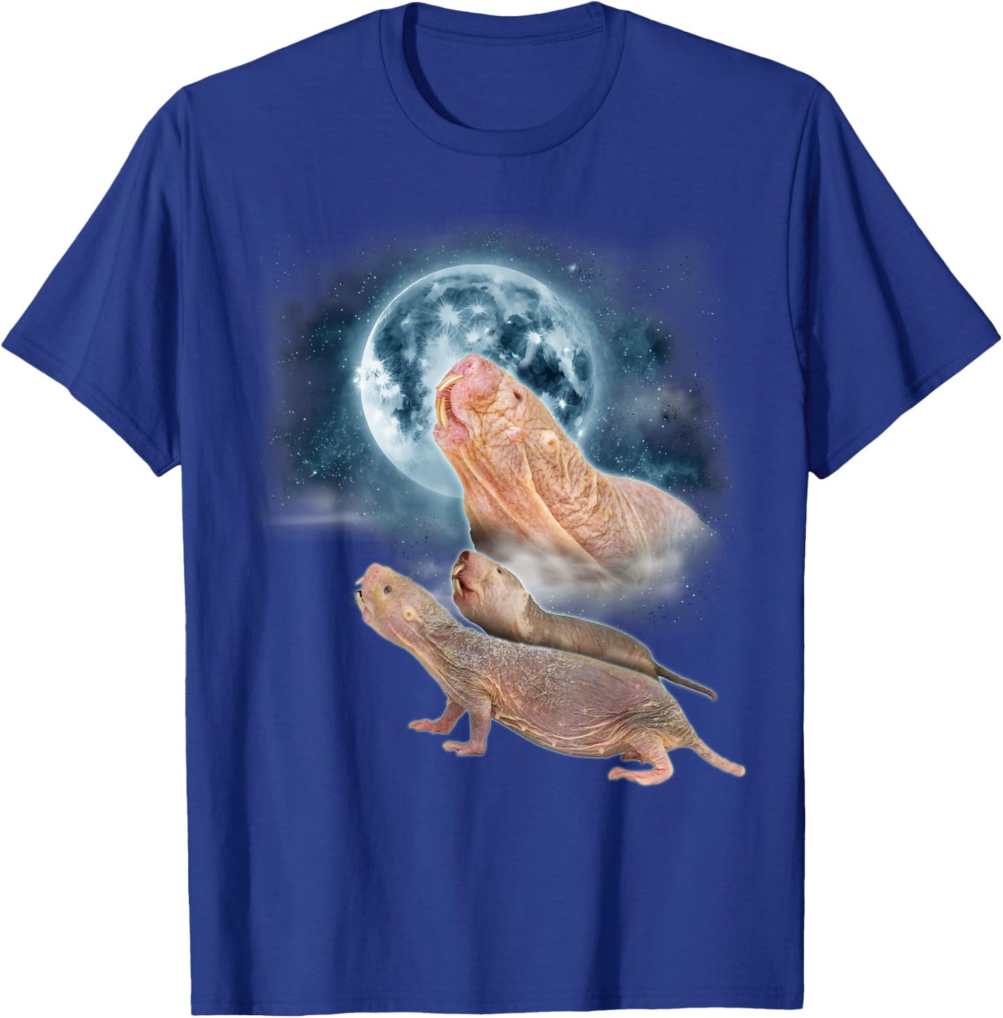 Mole Rat Shirt Howling at the Moon - Funny Naked Mole Rat T-Shirt - T-Shirt | Royal