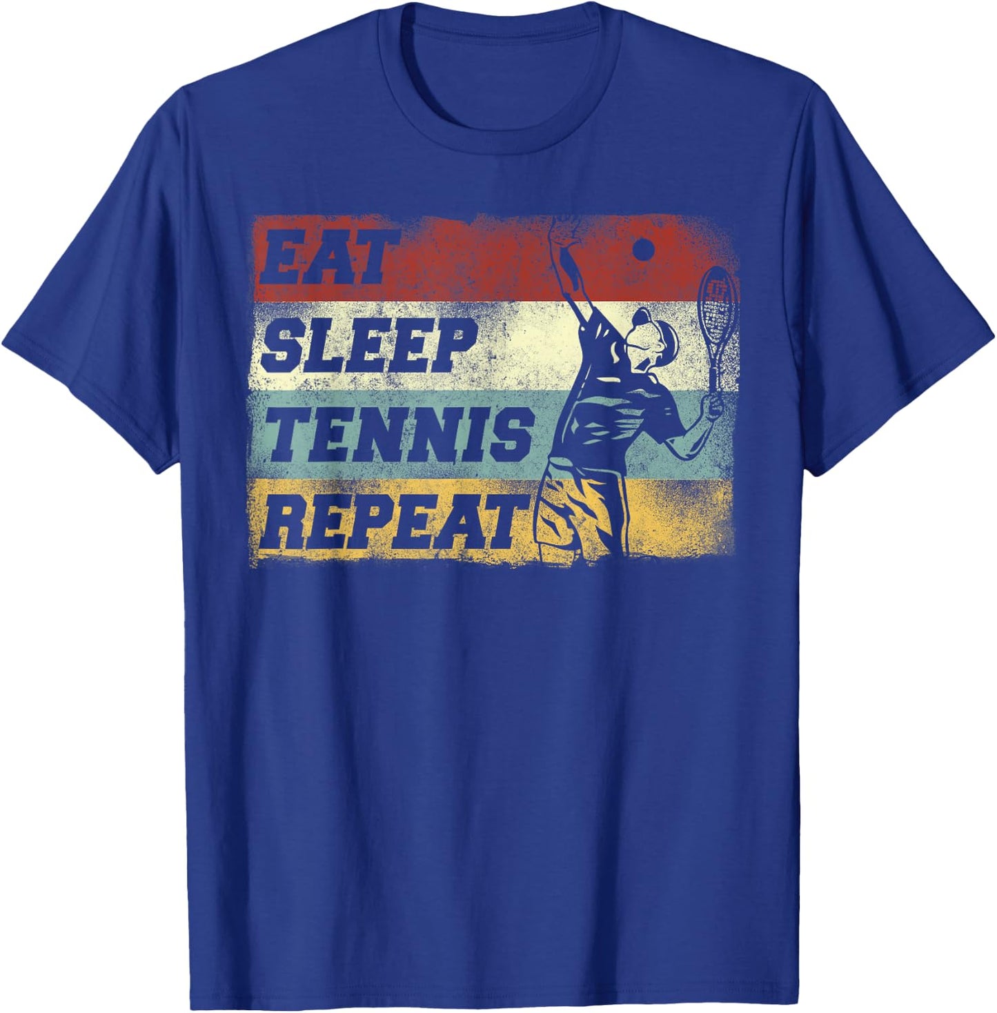 Funny Tennis Player Racket Retro Vintage Eat Sleep Tennis T-Shirt - T-Shirt | Royal