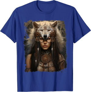Indian Woman Wolf T-Shirt - T-Shirt | Royal