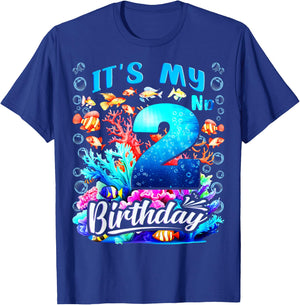 It's My 2nd Birthday Boy Sea Fish Ocean Animals Aquarium T-Shirt - T-Shirt | Royal