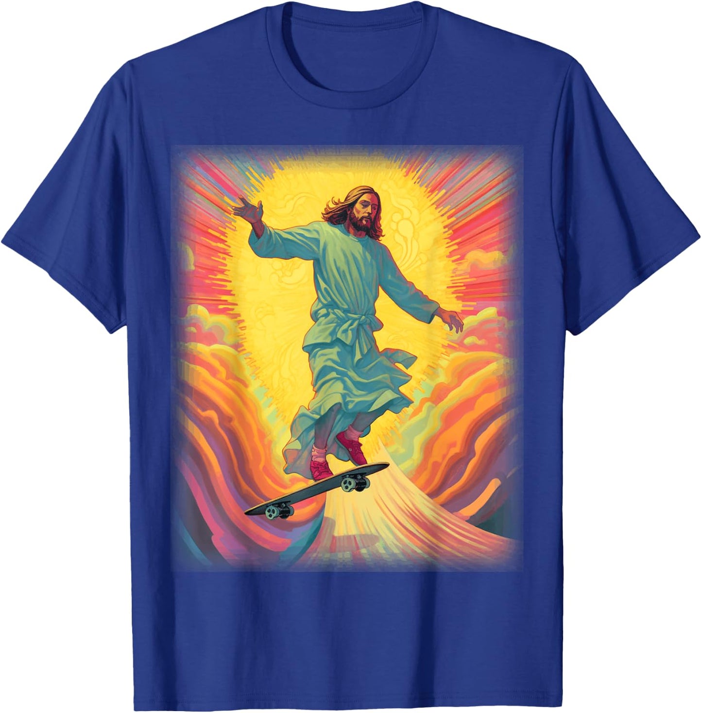 Jesus Skateboarder Heaven Skateboard Christian Skateboarding T-Shirt - T-Shirt | Royal