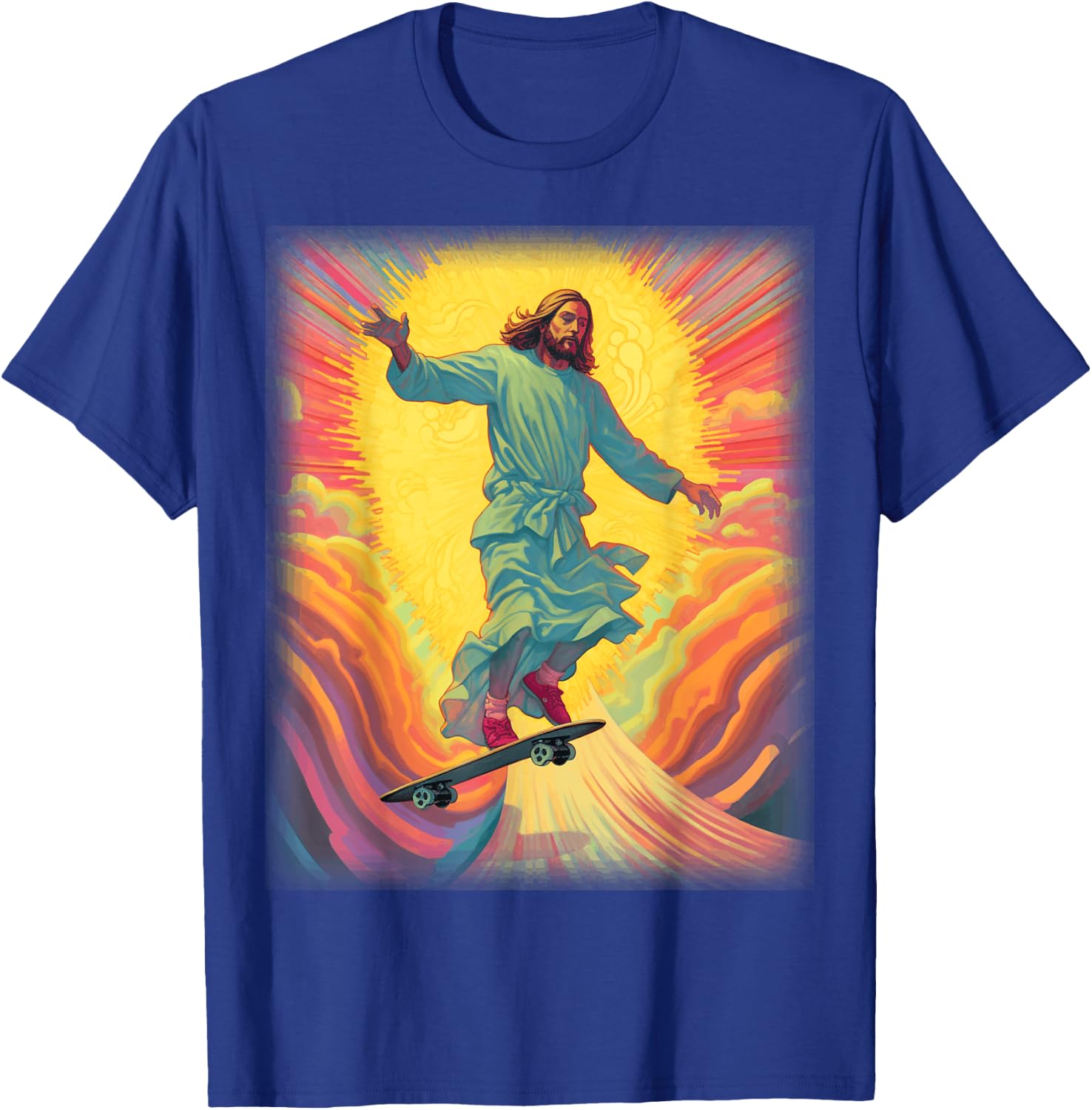 Jesus Skateboarder Heaven Skateboard Christian Skateboarding T-Shirt - T-Shirt | Royal