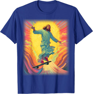 Jesus Skateboarder Heaven Skateboard Christian Skateboarding T-Shirt - T-Shirt | Royal