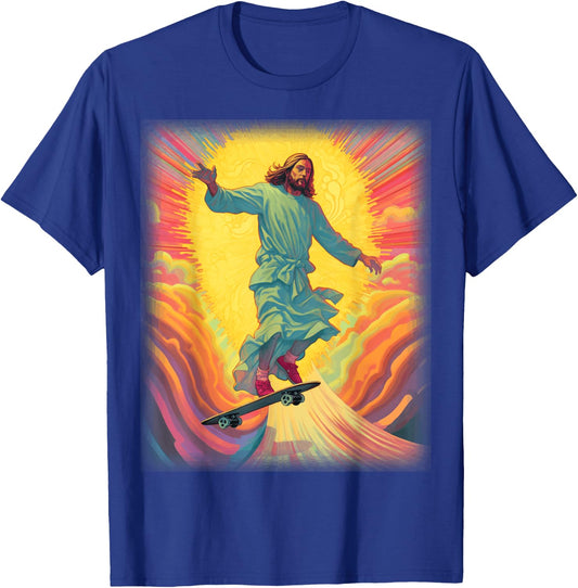 Jesus Skateboarder Heaven Skateboard Christian Skateboarding T-Shirt - T-Shirt | Royal