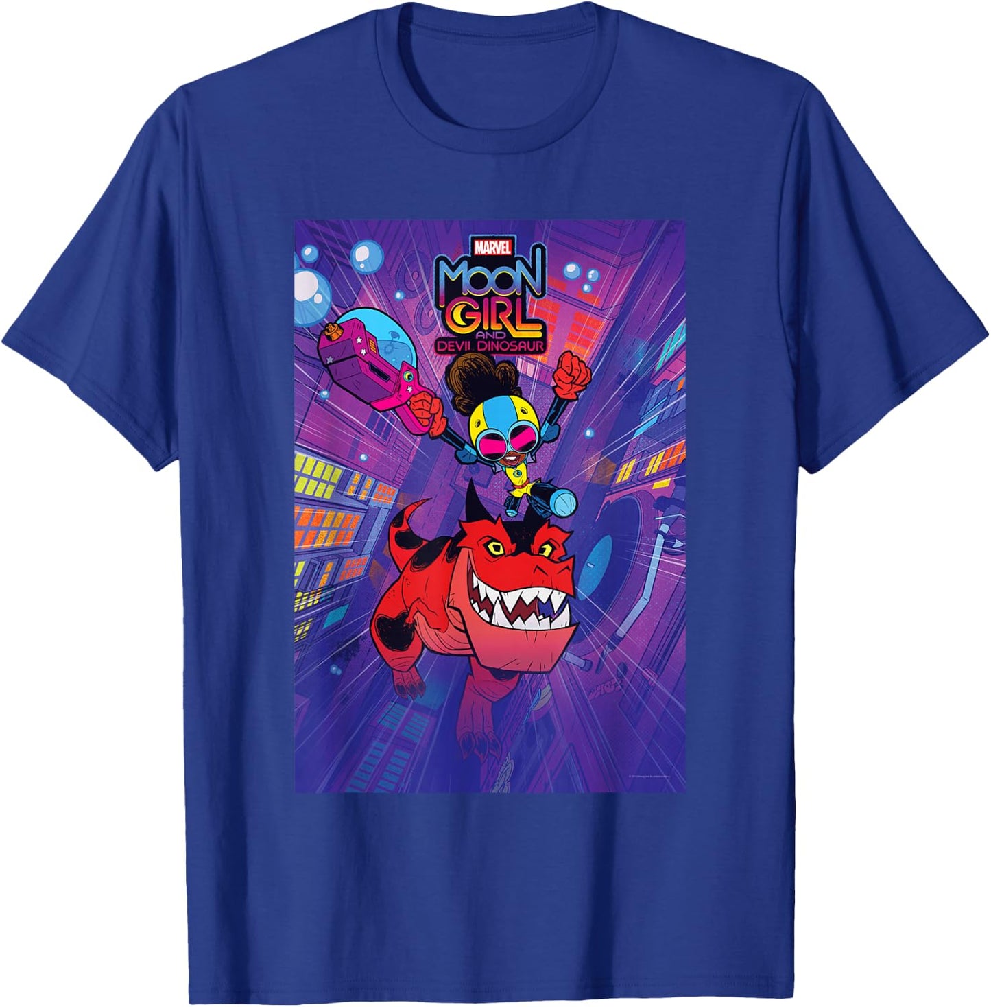 Marvel Moon Girl and Devil Dinosaur Series Poster and Logo T-Shirt - T-Shirt | Royal