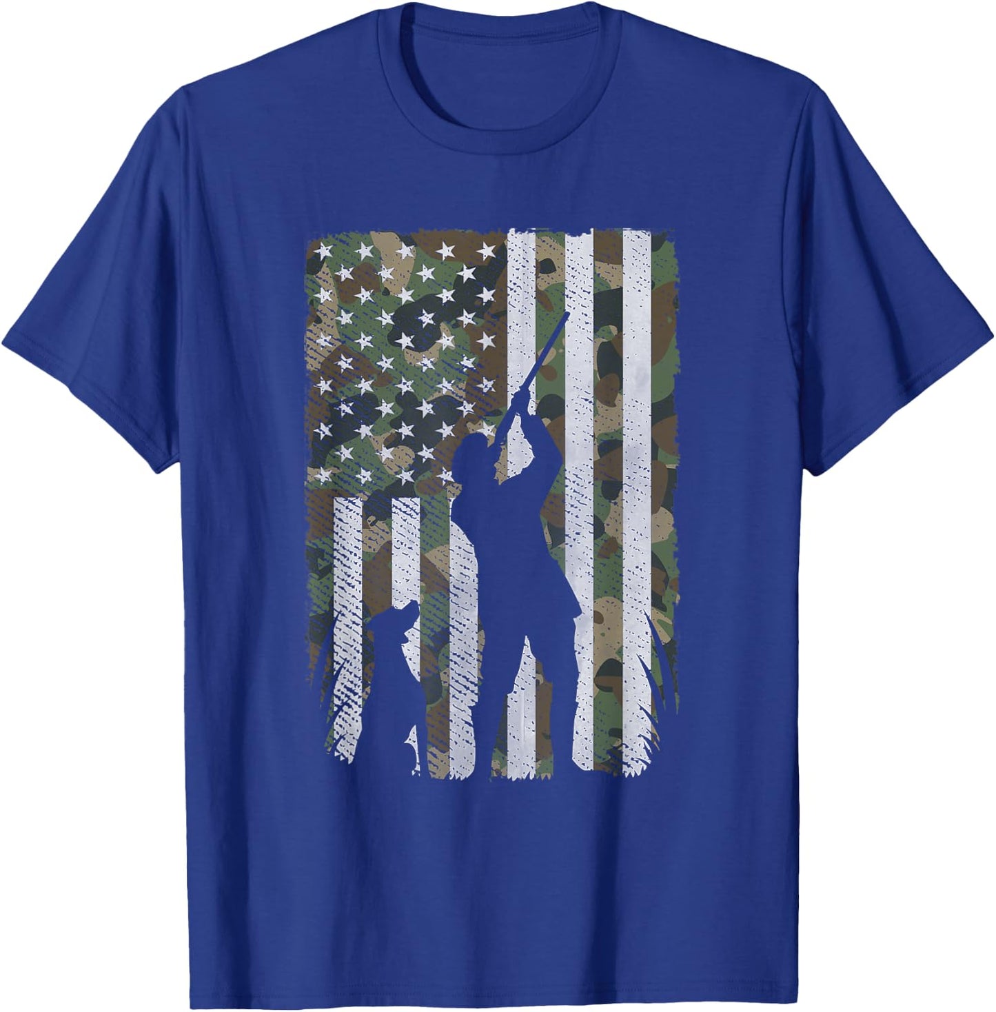 USA American Flag Military patriotic Hunter hunting T-Shirt - T-Shirt | Royal