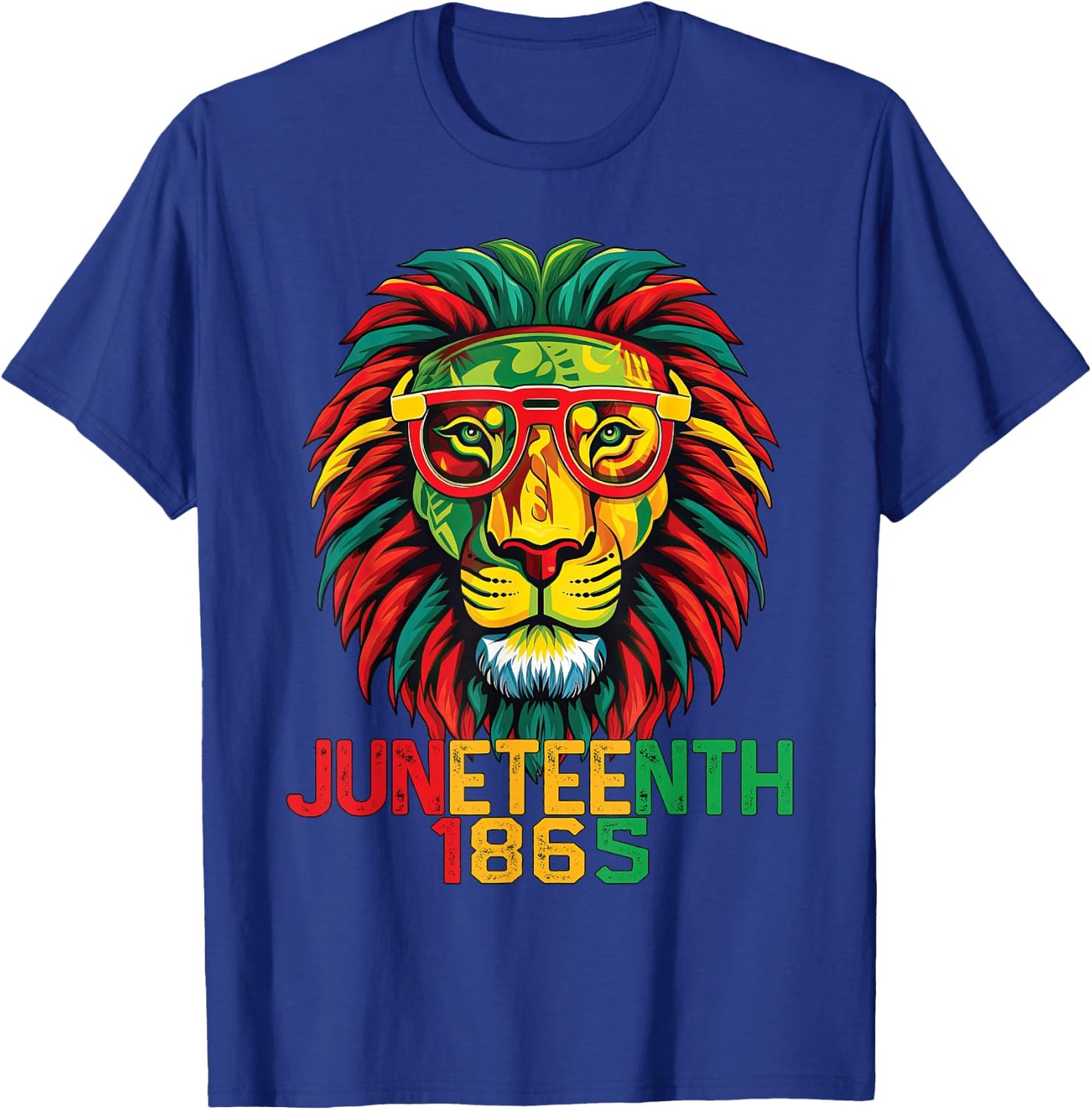 Lion Juneteenth 1865 Black History African American Flag Women Girls Kids Men T-Shirt - T-Shirt | Royal