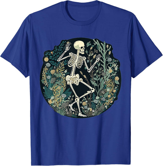 Cute Cottagecore Floral Skeleton Aesthetic Women Graphic T-Shirt - T-Shirt | Royal