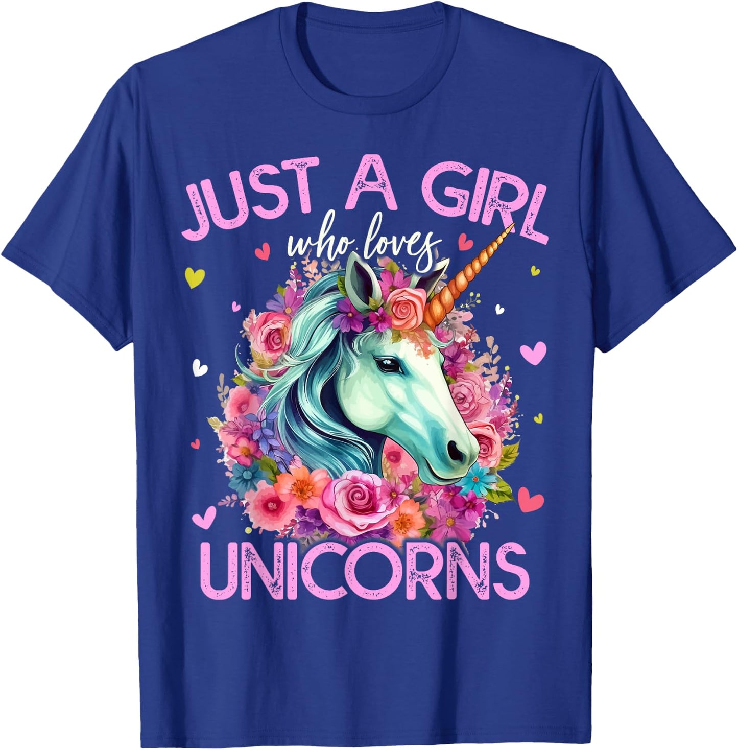 Just A Girl Who Loves Unicorns Girls T-Shirt - T-Shirt | Royal