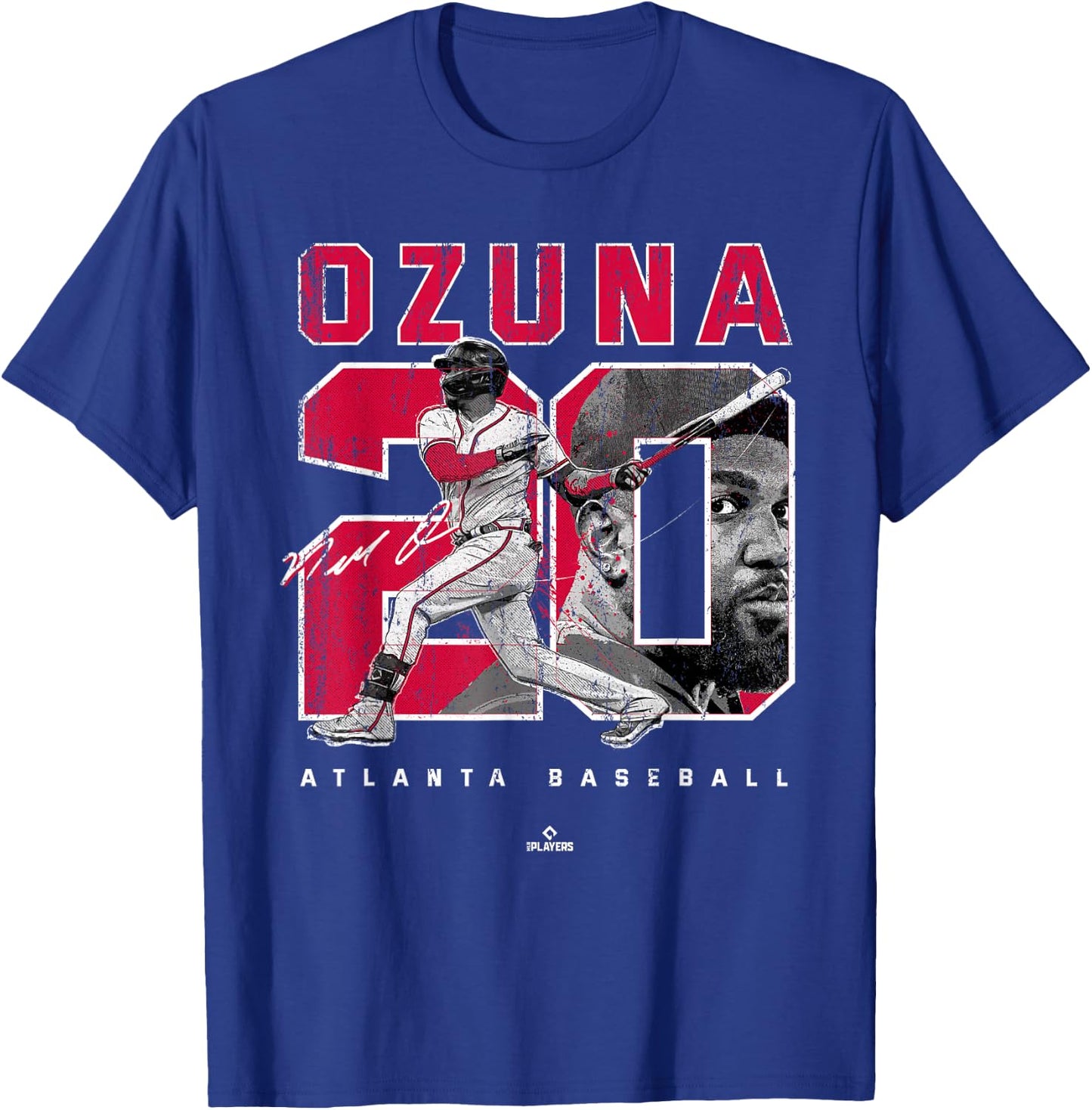 Number and Portrait Marcell Ozuna Atlanta MLBPA T-Shirt - T-Shirt | Royal